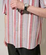 KHBGD35069 a.v.v MEN(アー・ヴェ・ヴェ) 【洗濯機で洗える】マルチストライプワイドシルエットシャツ ブルー