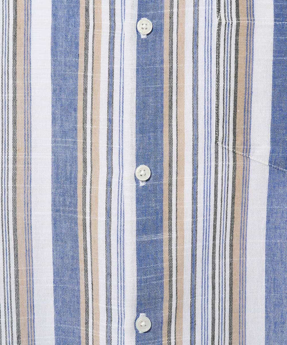 KHBGD35069 a.v.v MEN(アー・ヴェ・ヴェ) 【洗濯機で洗える】マルチストライプワイドシルエットシャツ ブルー