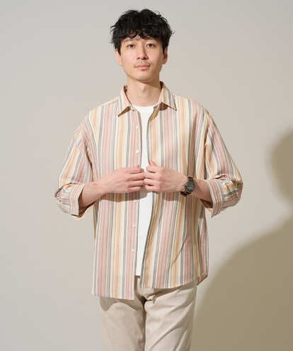 KHBGD36064 a.v.v MEN 【洗濯機で洗える】カラーストライプシチブソデシャツ