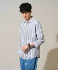 KHBGD36064 a.v.v MEN(アー・ヴェ・ヴェ) 【洗濯機で洗える】カラーストライプシチブソデシャツ オレンジ