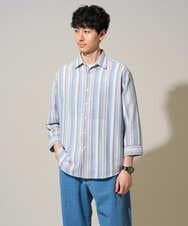 KHBGD36064 a.v.v MEN(アー・ヴェ・ヴェ) 【洗濯機で洗える】カラーストライプシチブソデシャツ オレンジ