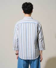 KHBGD36064 a.v.v MEN(アー・ヴェ・ヴェ) 【洗濯機で洗える】カラーストライプシチブソデシャツ オレンジ