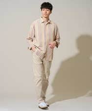 KHBGD36064 a.v.v MEN(アー・ヴェ・ヴェ) 【洗濯機で洗える】カラーストライプシチブソデシャツ オレンジ