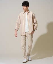 KHBGD36064 a.v.v MEN(アー・ヴェ・ヴェ) 【洗濯機で洗える】カラーストライプシチブソデシャツ オレンジ