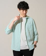 KHBGD37064 a.v.v MEN(アー・ヴェ・ヴェ) 【イージーケア/洗濯機で洗える/毛玉になりにくい/ストレッチ】メッシュシアサッカーシチブソデシャツ グリーン