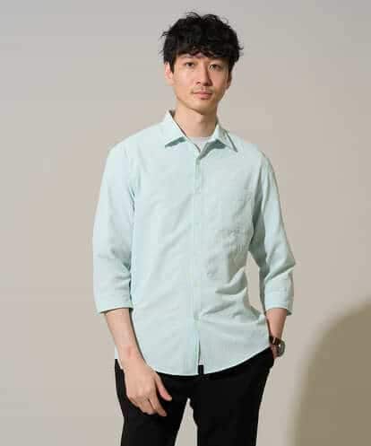 KHBGD37064 a.v.v MEN 【イージーケア/洗濯機で洗える/毛玉になりにくい/ストレッチ】メッシュシアサッカーシチブソデシャツ