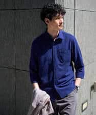 KHBGD37064 a.v.v MEN(アー・ヴェ・ヴェ) 【イージーケア/洗濯機で洗える/毛玉になりにくい/ストレッチ】メッシュシアサッカーシチブソデシャツ ブルー