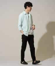 KHBGD37064 a.v.v MEN(アー・ヴェ・ヴェ) 【イージーケア/洗濯機で洗える/毛玉になりにくい/ストレッチ】メッシュシアサッカーシチブソデシャツ ブルー