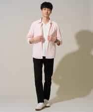 KHBGD37064 a.v.v MEN(アー・ヴェ・ヴェ) 【イージーケア/洗濯機で洗える/毛玉になりにくい/ストレッチ】メッシュシアサッカーシチブソデシャツ ブルー