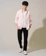 KHBGD37064 a.v.v MEN(アー・ヴェ・ヴェ) 【イージーケア/洗濯機で洗える/毛玉になりにくい/ストレッチ】メッシュシアサッカーシチブソデシャツ ブルー