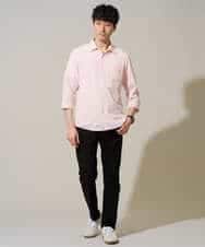 KHBGD37064 a.v.v MEN(アー・ヴェ・ヴェ) 【イージーケア/洗濯機で洗える/毛玉になりにくい/ストレッチ】メッシュシアサッカーシチブソデシャツ ブルー