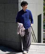 KHBGD37064 a.v.v MEN(アー・ヴェ・ヴェ) 【イージーケア/洗濯機で洗える/毛玉になりにくい/ストレッチ】メッシュシアサッカーシチブソデシャツ ブルー