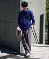 KHBGD37064 a.v.v MEN(アー・ヴェ・ヴェ) 【イージーケア/洗濯機で洗える/毛玉になりにくい/ストレッチ】メッシュシアサッカーシチブソデシャツ ブルー