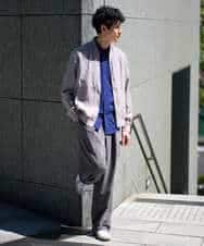 KHBGD37064 a.v.v MEN(アー・ヴェ・ヴェ) 【イージーケア/洗濯機で洗える/毛玉になりにくい/ストレッチ】メッシュシアサッカーシチブソデシャツ ブルー