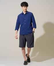 KHBGD37064 a.v.v MEN(アー・ヴェ・ヴェ) 【イージーケア/洗濯機で洗える/毛玉になりにくい/ストレッチ】メッシュシアサッカーシチブソデシャツ ブルー