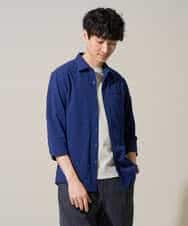 KHBGD37064 a.v.v MEN(アー・ヴェ・ヴェ) 【イージーケア/洗濯機で洗える/毛玉になりにくい/ストレッチ】メッシュシアサッカーシチブソデシャツ ブルー