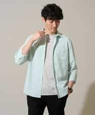 KHBGD37064 a.v.v MEN(アー・ヴェ・ヴェ) 【イージーケア/洗濯機で洗える/毛玉になりにくい/ストレッチ】メッシュシアサッカーシチブソデシャツ ブルー