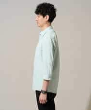 KHBGD37064 a.v.v MEN(アー・ヴェ・ヴェ) 【イージーケア/洗濯機で洗える/毛玉になりにくい/ストレッチ】メッシュシアサッカーシチブソデシャツ ブルー