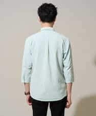 KHBGD37064 a.v.v MEN(アー・ヴェ・ヴェ) 【イージーケア/洗濯機で洗える/毛玉になりにくい/ストレッチ】メッシュシアサッカーシチブソデシャツ ブルー