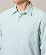 KHBGD37064 a.v.v MEN(アー・ヴェ・ヴェ) 【イージーケア/洗濯機で洗える/毛玉になりにくい/ストレッチ】メッシュシアサッカーシチブソデシャツ ブルー