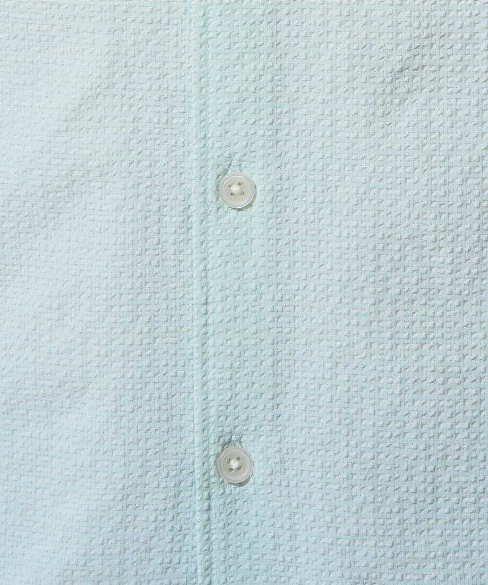 KHBGD37064 a.v.v MEN(アー・ヴェ・ヴェ) 【イージーケア/洗濯機で洗える/毛玉になりにくい/ストレッチ】メッシュシアサッカーシチブソデシャツ ブルー