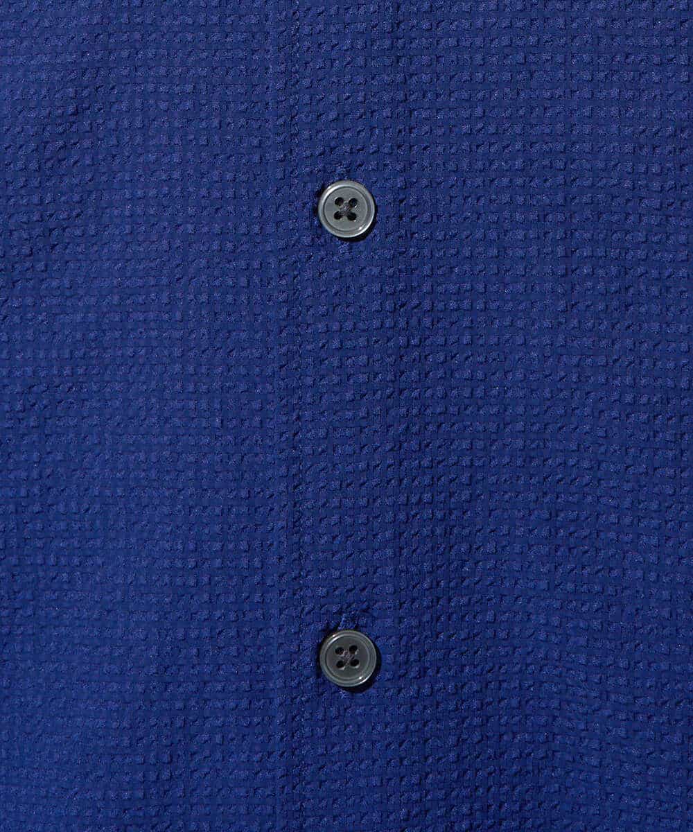 KHBGD37064 a.v.v MEN(アー・ヴェ・ヴェ) 【イージーケア/洗濯機で洗える/毛玉になりにくい/ストレッチ】メッシュシアサッカーシチブソデシャツ ブルー