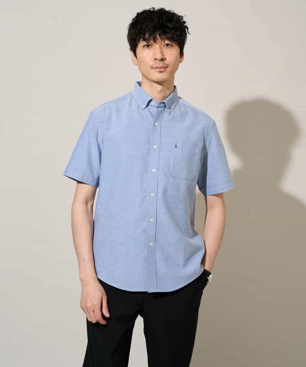 KHBGD43049 a.v.v MEN(アー・ヴェ・ヴェ) 【イージーケア/洗濯機で洗える/速乾/接触冷感/毛玉になりにくい】オックスハンソデシャツ ブルー