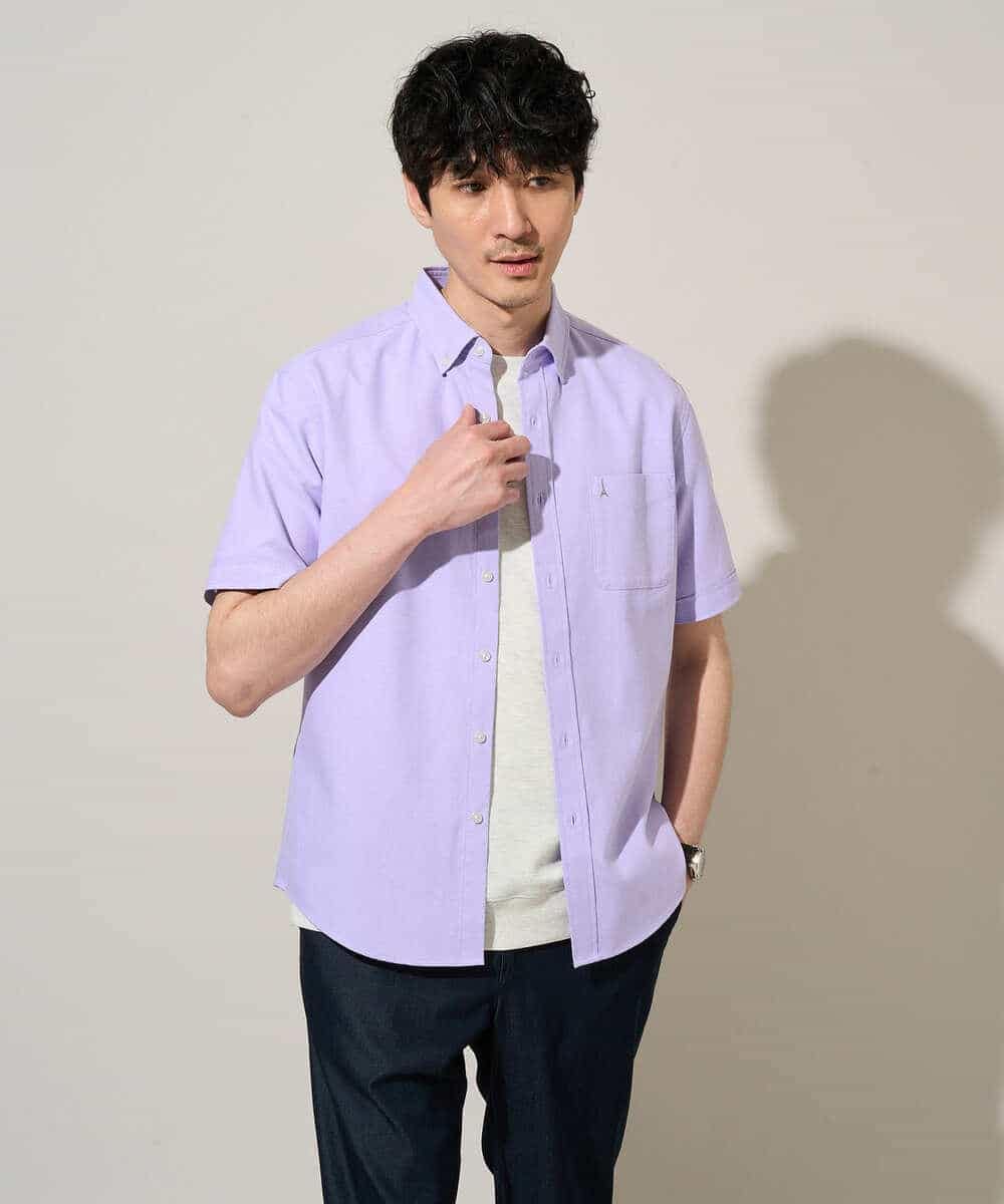 KHBGD43049 a.v.v MEN(アー・ヴェ・ヴェ) 【イージーケア/洗濯機で洗える/速乾/接触冷感/毛玉になりにくい】オックスハンソデシャツ ラベンダー