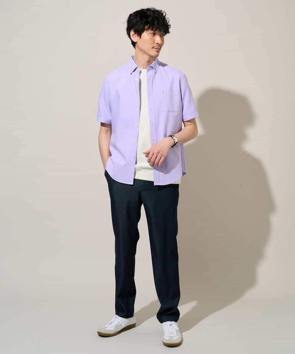 KHBGD43049 a.v.v MEN(アー・ヴェ・ヴェ) 【イージーケア/洗濯機で洗える/速乾/接触冷感/毛玉になりにくい】オックスハンソデシャツ ホワイト