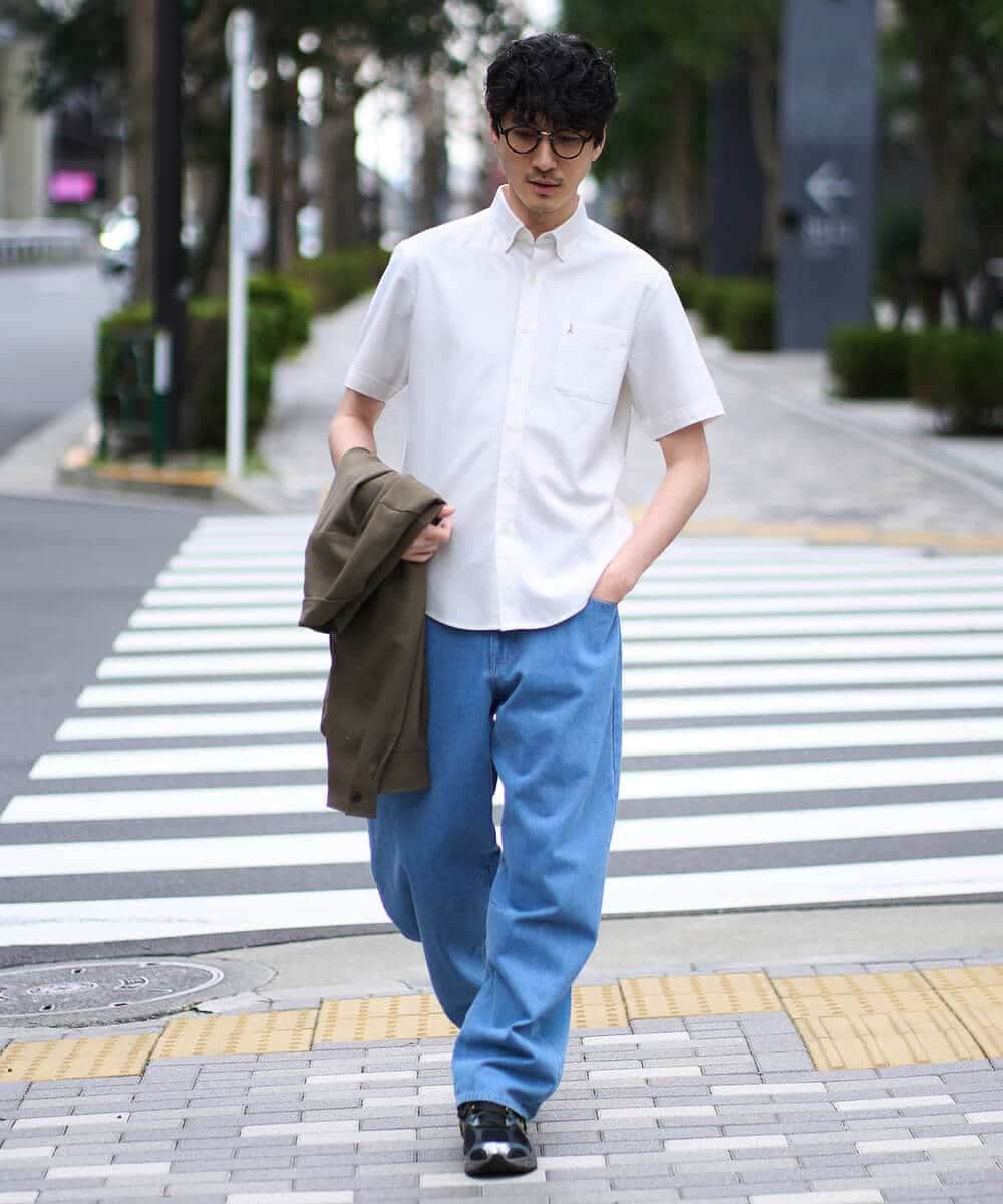 KHBGD43049 a.v.v MEN(アー・ヴェ・ヴェ) 【イージーケア/洗濯機で洗える/速乾/接触冷感/毛玉になりにくい】オックスハンソデシャツ ホワイト