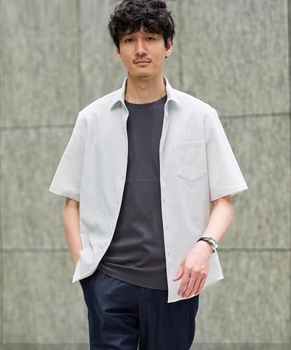 KHBGD44059 a.v.v MEN さらっと快適【ストレッチ/イージーケア/洗濯機で洗える/毛玉になりにくい】マイクロシアサッカーシャツ