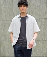 KHBGD44059 a.v.v MEN(アー・ヴェ・ヴェ) マイクロシアサッカーシャツ【快適ストレッチ / イージーケア / 洗濯機で洗える】 ライトグレー