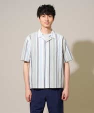 KHBGD47079 a.v.v MEN(アー・ヴェ・ヴェ) 【イージーケア/洗濯機で洗える/毛玉になりにくい/ストレッチ】シアサッカープリントオープンカラーシャツ ライトブルー