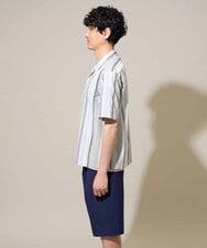 KHBGD47079 a.v.v MEN(アー・ヴェ・ヴェ) 【イージーケア/洗濯機で洗える/毛玉になりにくい/ストレッチ】シアサッカープリントオープンカラーシャツ ライトブルー