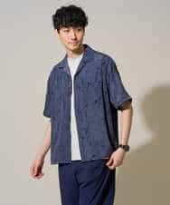 KHBGD48069 a.v.v MEN(アー・ヴェ・ヴェ) 【イージーケア/洗濯機で洗える/速乾/接触冷感/毛玉になりにくい】センガプリントゴブソテオープンカラーシャツ ブルー