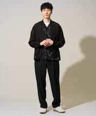 KHBGD48069 a.v.v MEN(アー・ヴェ・ヴェ) 【イージーケア/洗濯機で洗える/速乾/接触冷感/毛玉になりにくい】センガプリントゴブソテオープンカラーシャツ ブラック