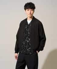 KHBGD48069 a.v.v MEN(アー・ヴェ・ヴェ) 【イージーケア/洗濯機で洗える/速乾/接触冷感/毛玉になりにくい】センガプリントゴブソテオープンカラーシャツ ブラック