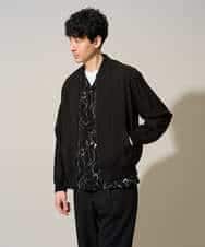 KHBGD48069 a.v.v MEN(アー・ヴェ・ヴェ) 【イージーケア/洗濯機で洗える/速乾/接触冷感/毛玉になりにくい】センガプリントゴブソテオープンカラーシャツ ブラック