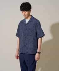 KHBGD48069 a.v.v MEN(アー・ヴェ・ヴェ) 【イージーケア/洗濯機で洗える/速乾/接触冷感/毛玉になりにくい】センガプリントゴブソテオープンカラーシャツ ブラック