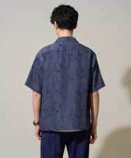 KHBGD48069 a.v.v MEN(アー・ヴェ・ヴェ) 【イージーケア/洗濯機で洗える/速乾/接触冷感/毛玉になりにくい】センガプリントゴブソテオープンカラーシャツ ブラック