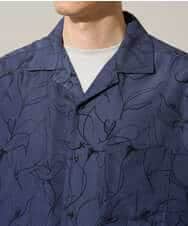 KHBGD48069 a.v.v MEN(アー・ヴェ・ヴェ) 【イージーケア/洗濯機で洗える/速乾/接触冷感/毛玉になりにくい】センガプリントゴブソテオープンカラーシャツ ブラック