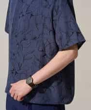 KHBGD48069 a.v.v MEN(アー・ヴェ・ヴェ) 【イージーケア/洗濯機で洗える/速乾/接触冷感/毛玉になりにくい】センガプリントゴブソテオープンカラーシャツ ブラック