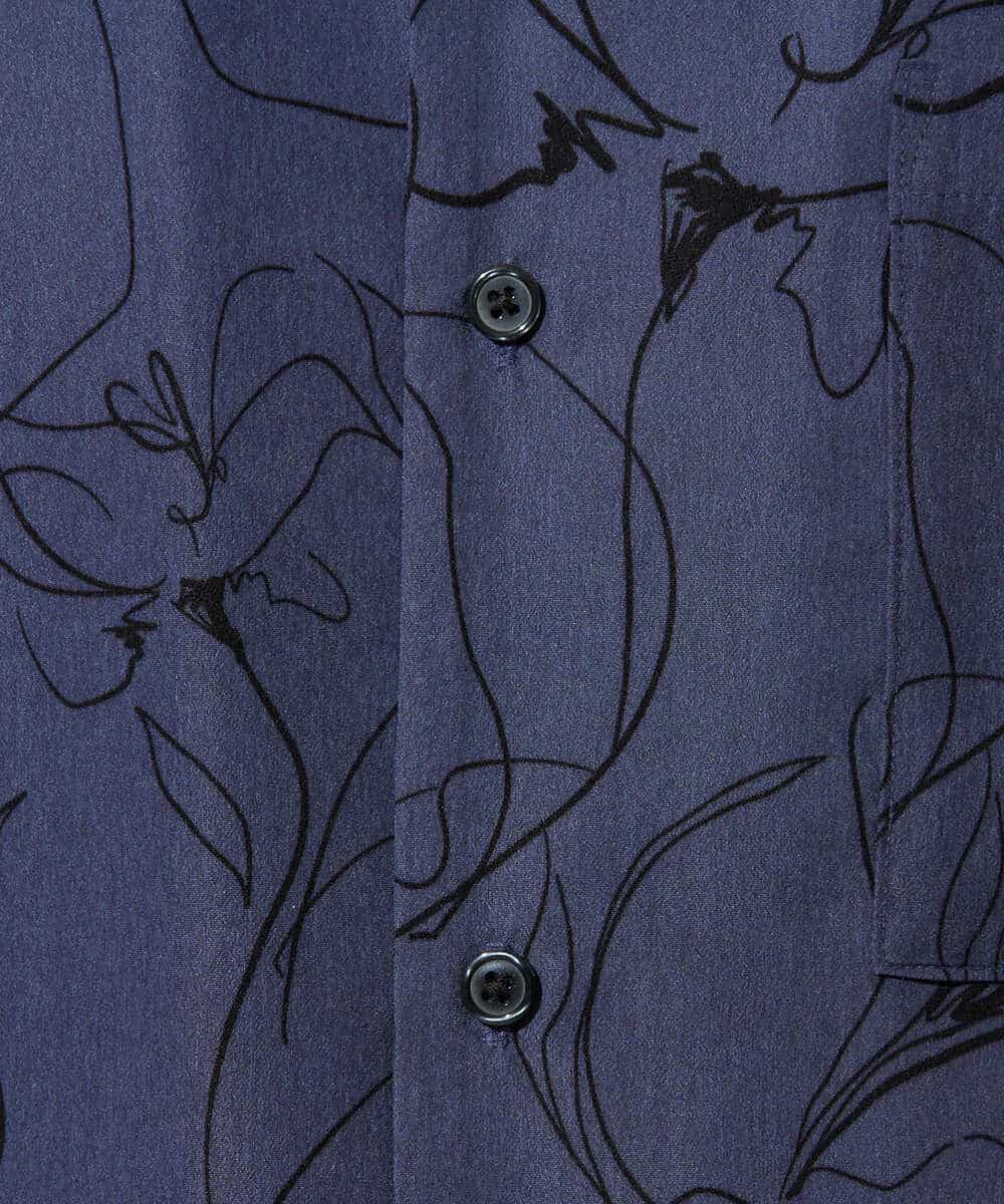 KHBGD48069 a.v.v MEN(アー・ヴェ・ヴェ) 【イージーケア/洗濯機で洗える/速乾/接触冷感/毛玉になりにくい】センガプリントゴブソテオープンカラーシャツ ブラック