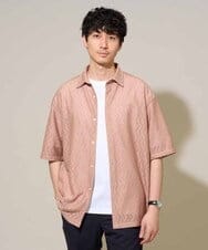 KHBGD49069 a.v.v MEN(アー・ヴェ・ヴェ) 【イージーケア/洗濯機で洗える/毛玉になりにくい】スカシウェーブゴブソデオープンカラーシャツ ピンク
