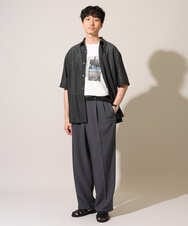 KHBGD49069 a.v.v MEN(アー・ヴェ・ヴェ) ワンランク上の印象を与えるカジュアルシャツ【イージーケア/洗濯機で洗える/毛玉になりにくい】スカシウェーブゴブソデオープンカラーシャツ オレンジ