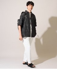 KHBGD49069 a.v.v MEN(アー・ヴェ・ヴェ) ワンランク上の印象を与えるカジュアルシャツ【イージーケア/洗濯機で洗える/毛玉になりにくい】スカシウェーブゴブソデオープンカラーシャツ オレンジ