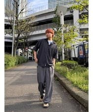 KHBGD49069 a.v.v MEN(アー・ヴェ・ヴェ) 【イージーケア/洗濯機で洗える/毛玉になりにくい】スカシウェーブゴブソデオープンカラーシャツ オレンジ