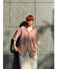 KHBGD49069 a.v.v MEN(アー・ヴェ・ヴェ) 【イージーケア/洗濯機で洗える/毛玉になりにくい】スカシウェーブゴブソデオープンカラーシャツ オレンジ