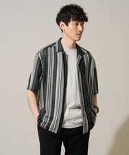 KHBGD61069 a.v.v MEN(アー・ヴェ・ヴェ) 【洗濯機で洗える】ワイドストライプゴブソデオープンカラーシャツ ダークグレー