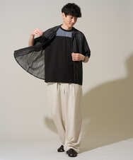 KHBGD61069 a.v.v MEN(アー・ヴェ・ヴェ) 【洗濯機で洗える】ワイドストライプゴブソデオープンカラーシャツ ダークグレー